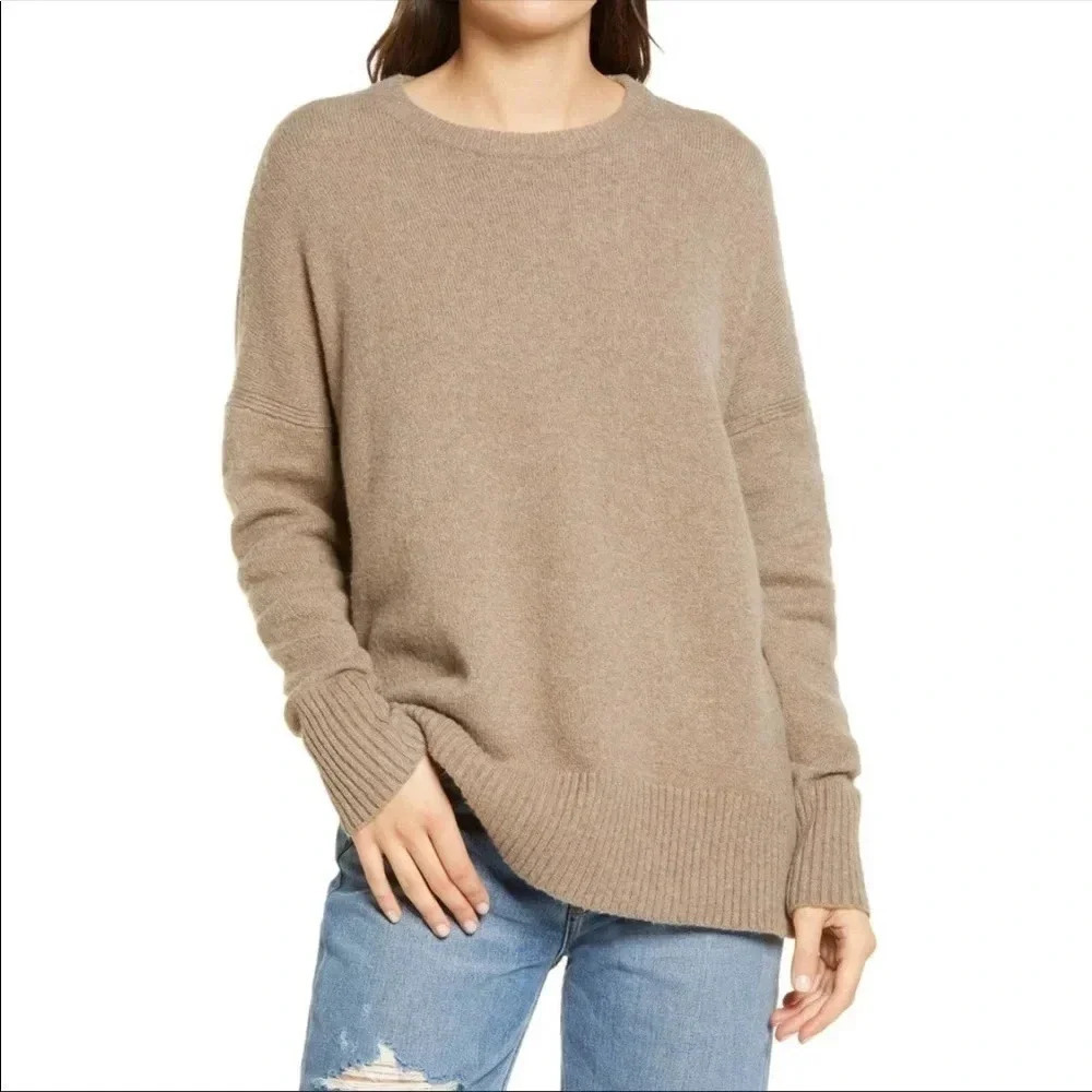 Treasure & Bond Sweater Crewneck Pullover Long Sleeve Oversized Brown S